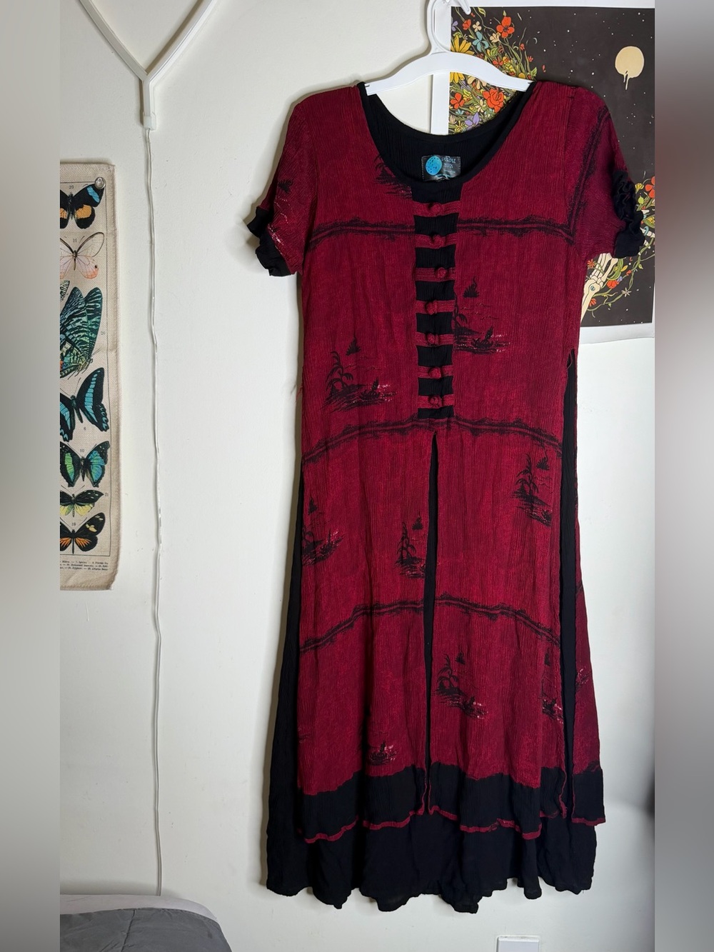 Vintage woman’s purple moon maxi dress